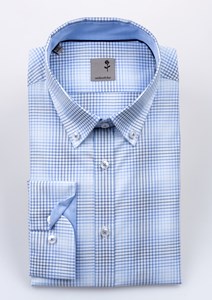 Obrázek Bílo světle a tmavě modrá pánská košile se vzorem káro SEIDENSTICKER, SLIM FIT